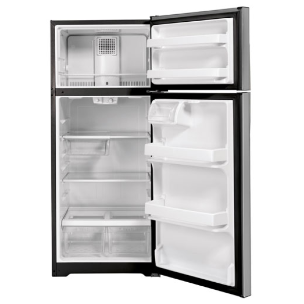 NEW GE 28" 16.6 Cu. Ft. Top Freezer Refrigerator GTE17GSNFR) - Stainless Steel - Image 2